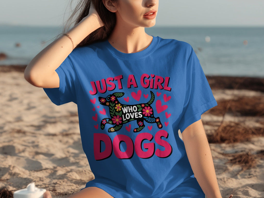 Just A Girl Who Loves Dogs With Floral Dog T-Shirts product image 2