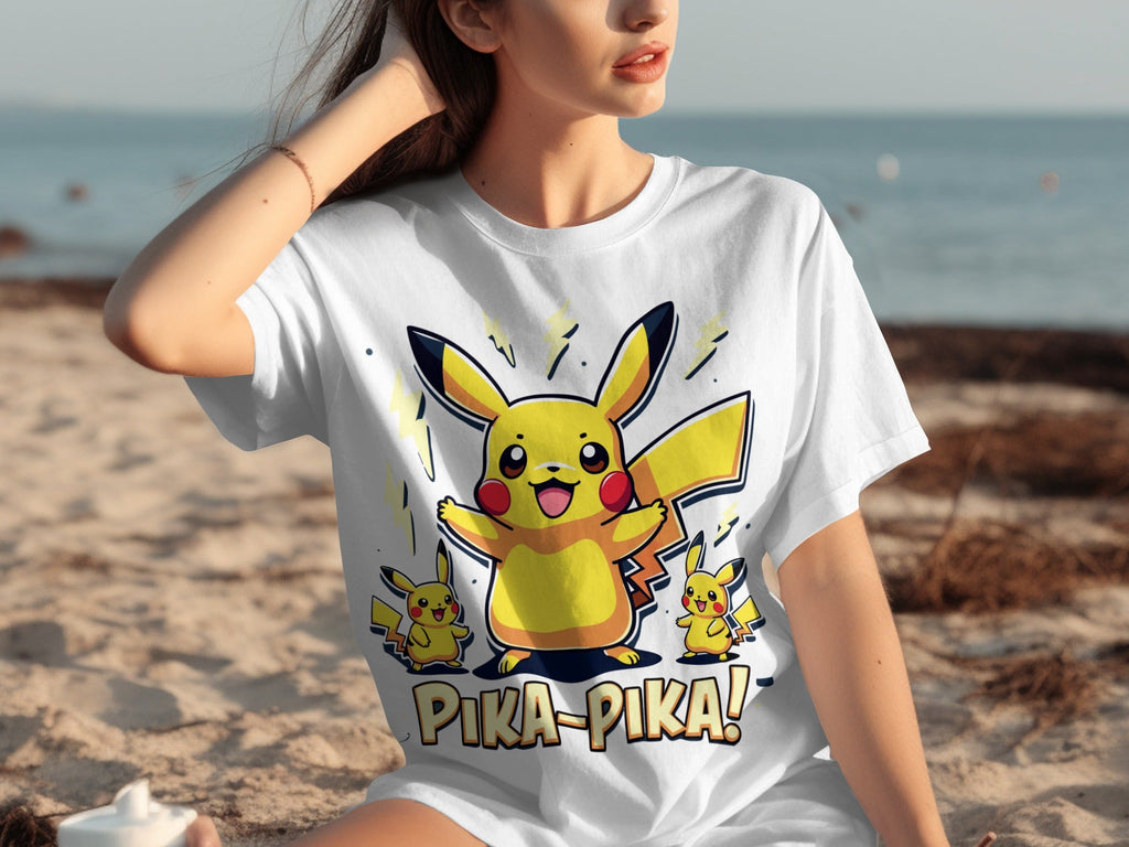Pika Pika Pikachu With Electrical Arcs Design T-Shirts
