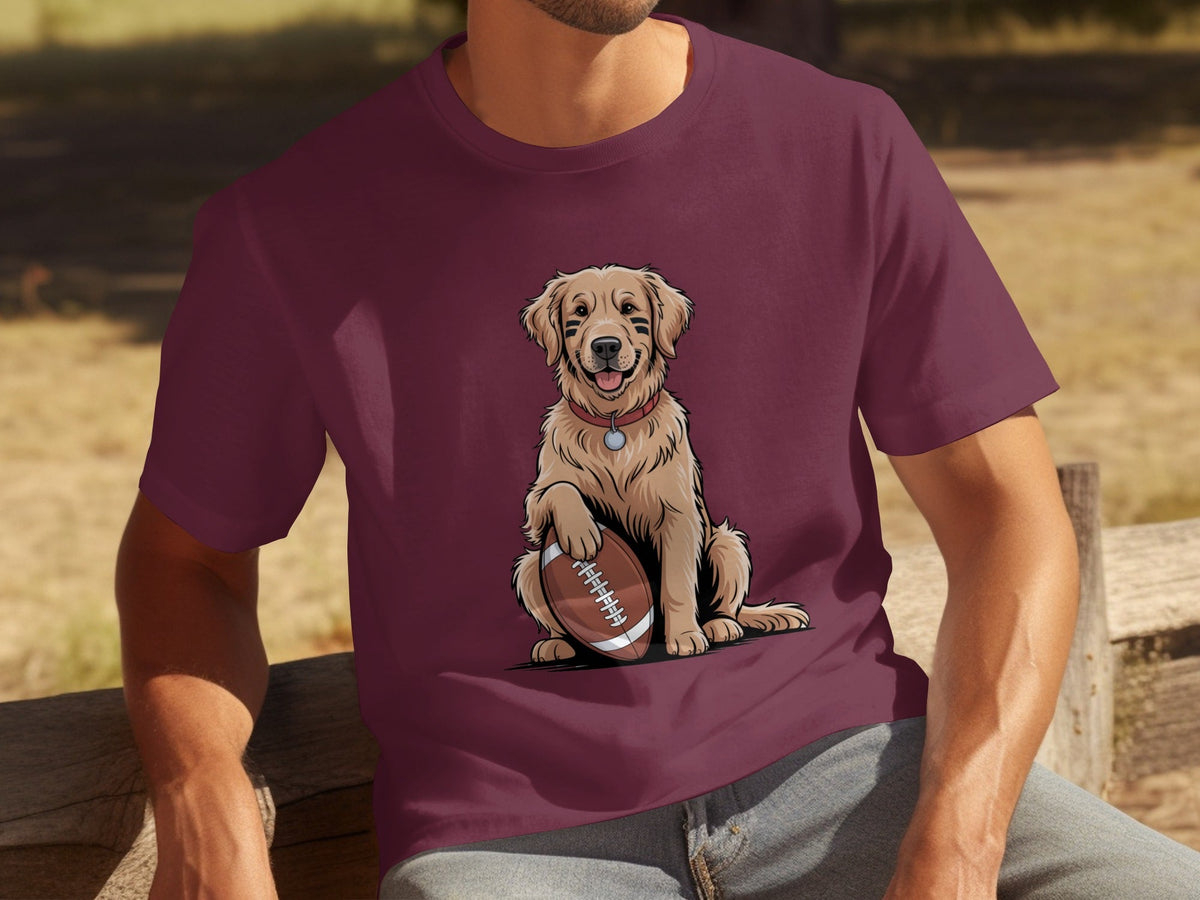 Golden Retriever Ready for Football Season T-Shirts