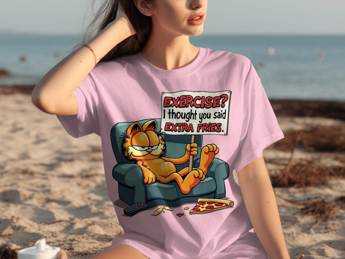 Garfield I Thought You Said Extra Fries Funny Cartoon T-Shirts