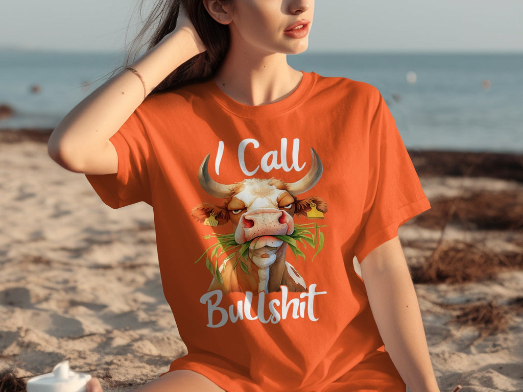 I Call Bullshit Cow with Grass Mouth Funny Farm T-Shirts