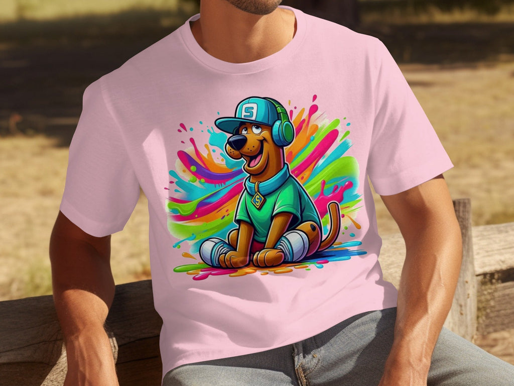 Scooby Doo with Headphones and Cap Colorful Art T-Shirts