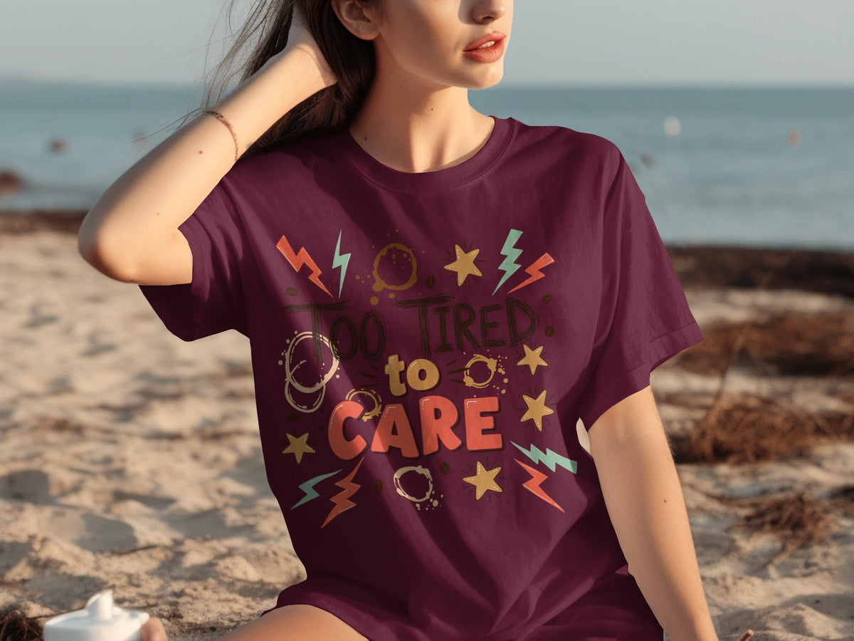 Too Tired to Care With Coffee Elements Design T-Shirts product image 10