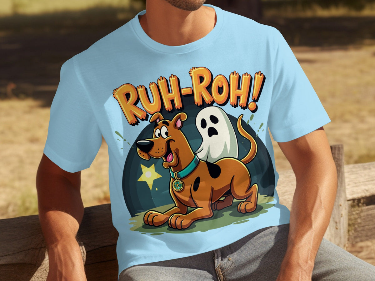 Ruh Roh Scooby Doo With Ghost Cartoon Style Design T-Shirts