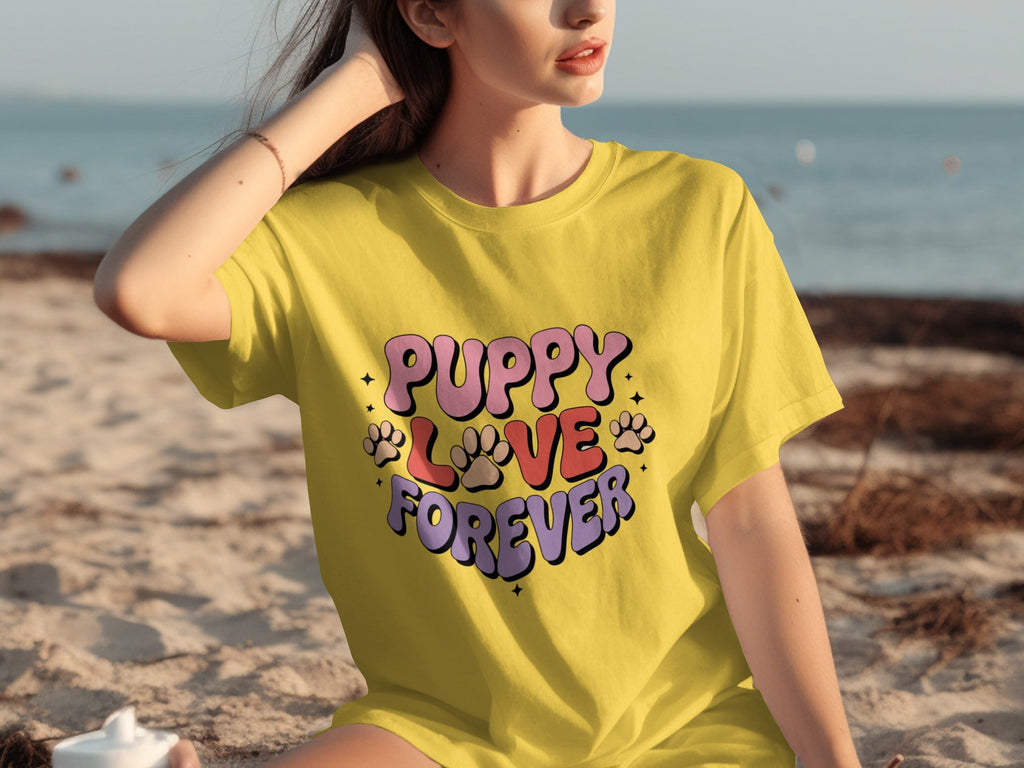 Puppy Love Forever Retro Style Graphic Design T-Shirts
