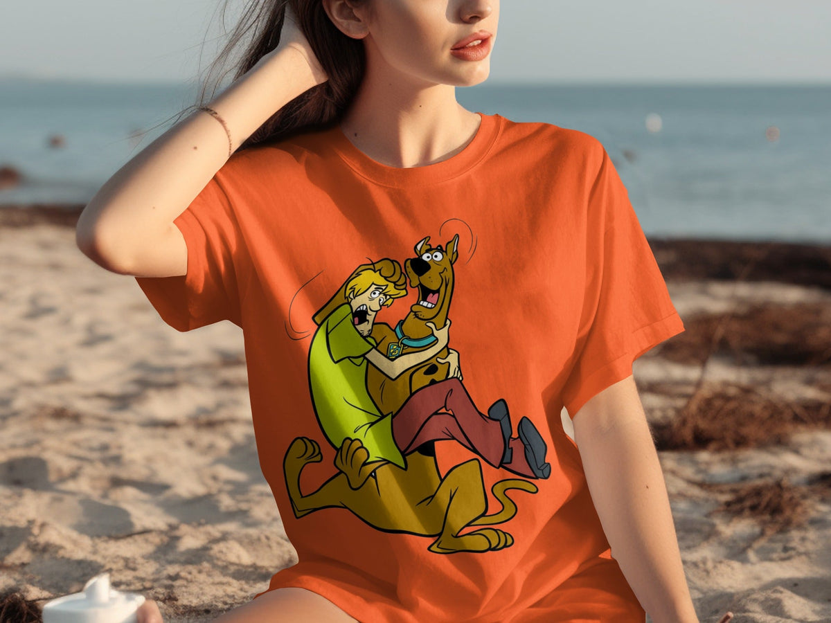 Shaggy Riding Scooby Doo Scared Cartoon Character T-Shirts