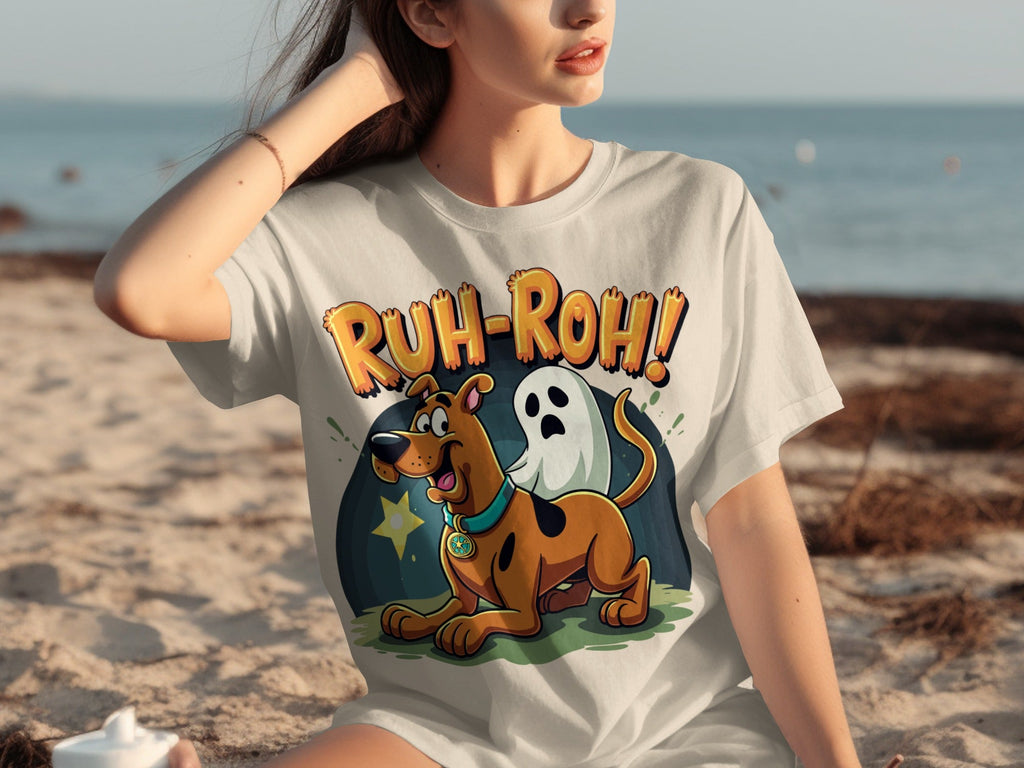 Ruh Roh Scooby Doo With Ghost Cartoon Style Design T-Shirts