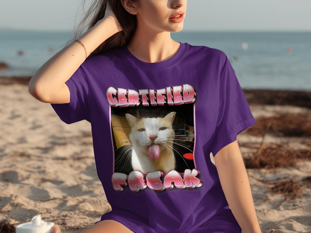 Certified Freak Hilarious Cat With Tongue Out T-Shirts