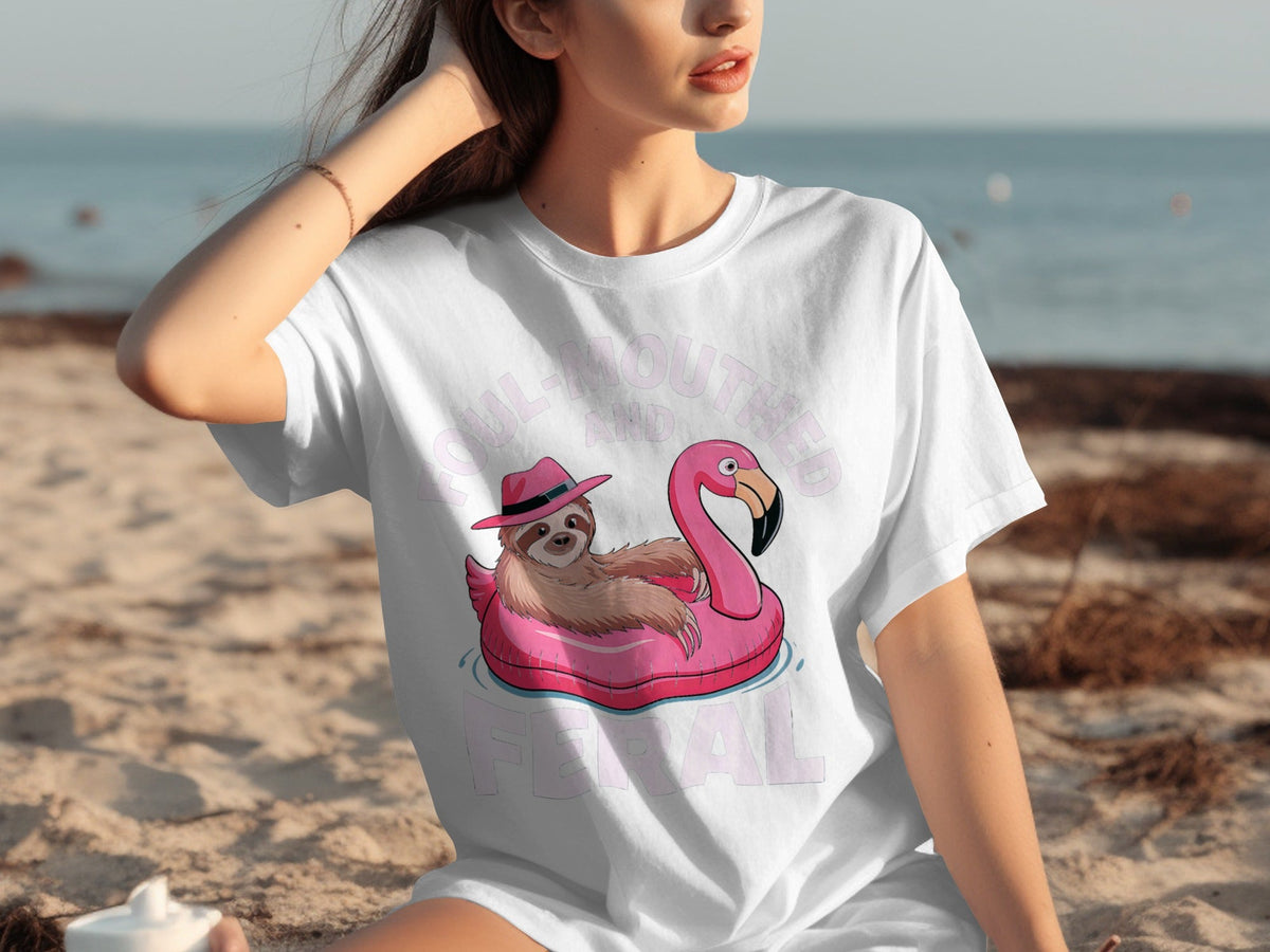 Foul-Mouthed AND Feral Sloth in Flamingo Float T-Shirts product image 29