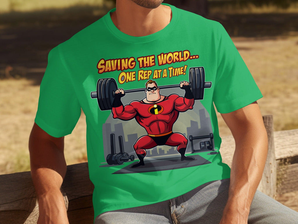 Saving the World One Rep at a Time Heroic Gym T-Shirts