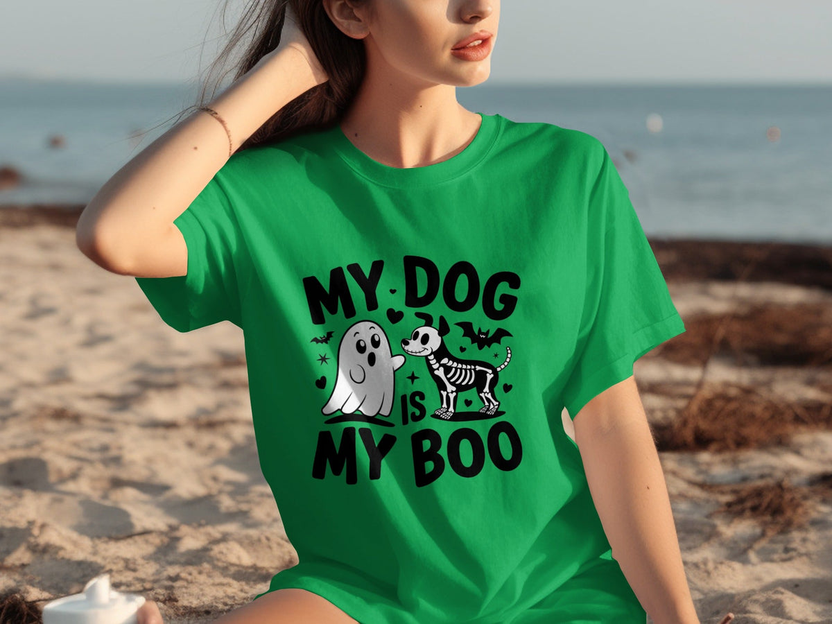 My Dog IS My Boo Halloween Ghost Dog Skeleton Art T-Shirts