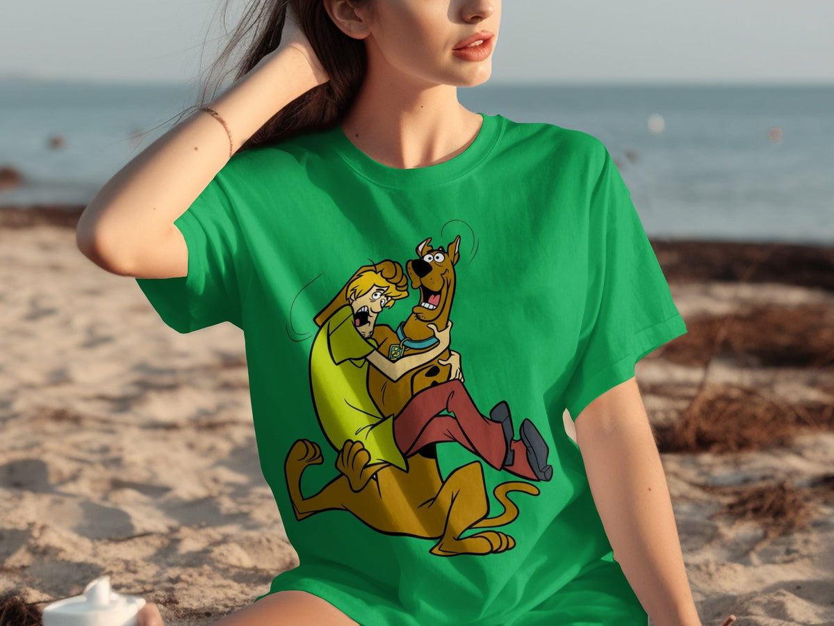 Shaggy Riding Scooby Doo Scared Cartoon Character T-Shirts