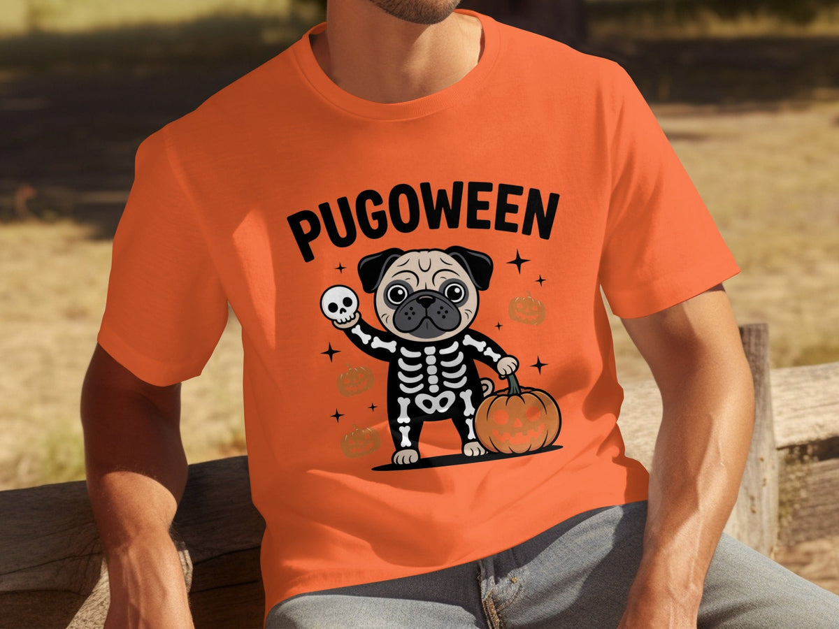 Pugoween Halloween Pug Dog Skeleton Costume T-Shirts