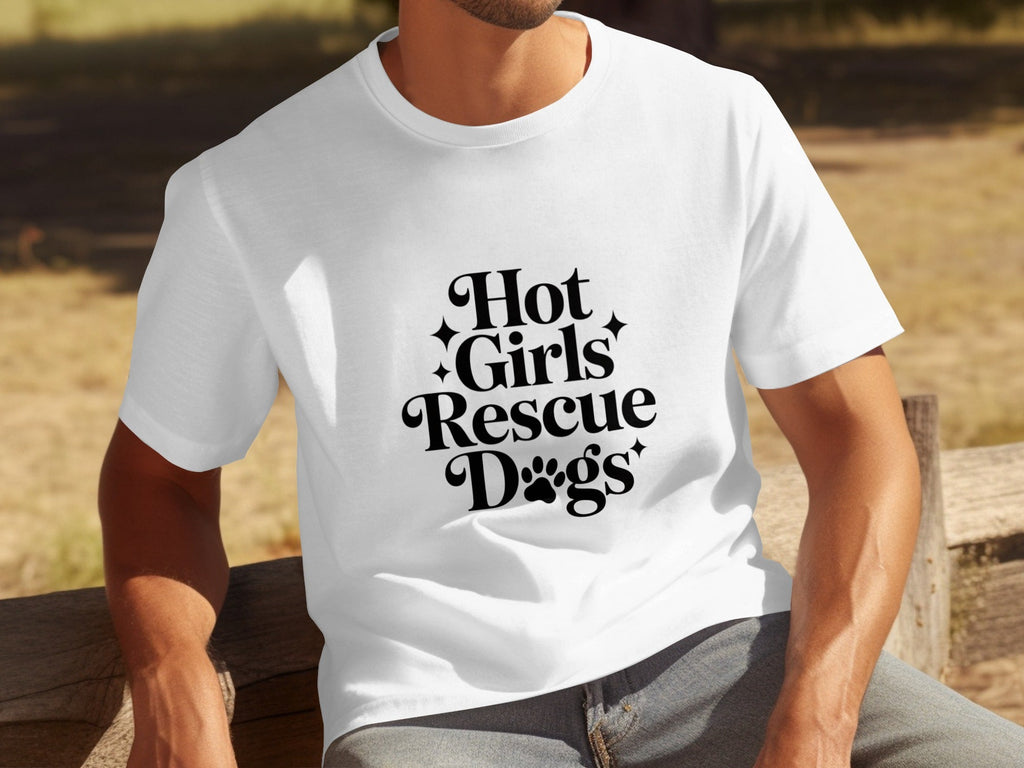 Hot Girls Rescue Dogs Graphic Print Novelty Design T-Shirts
