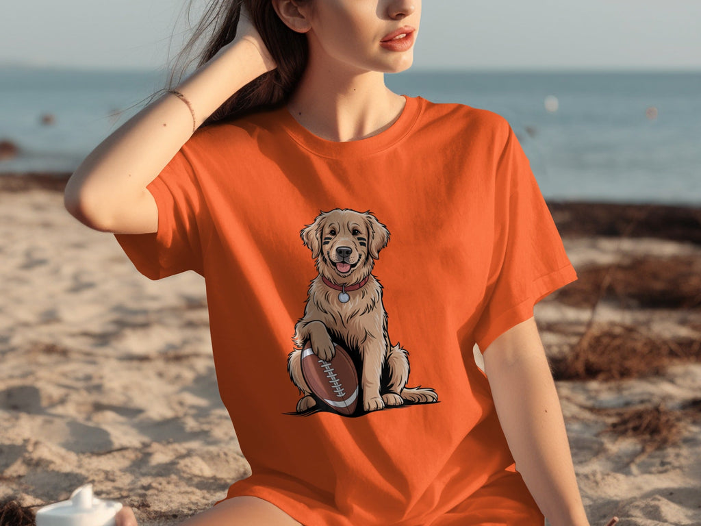 Golden Retriever Ready for Football Season T-Shirts