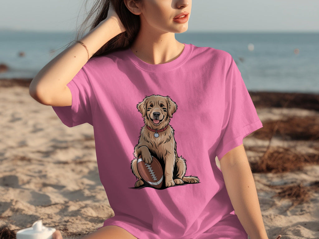 Golden Retriever Ready for Football Season T-Shirts