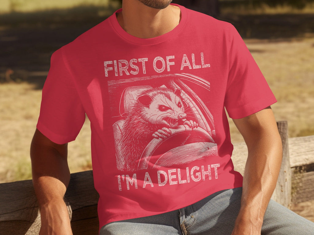Funny Driving Raccoon First Of All I Am A Delight T-Shirts product image 1
