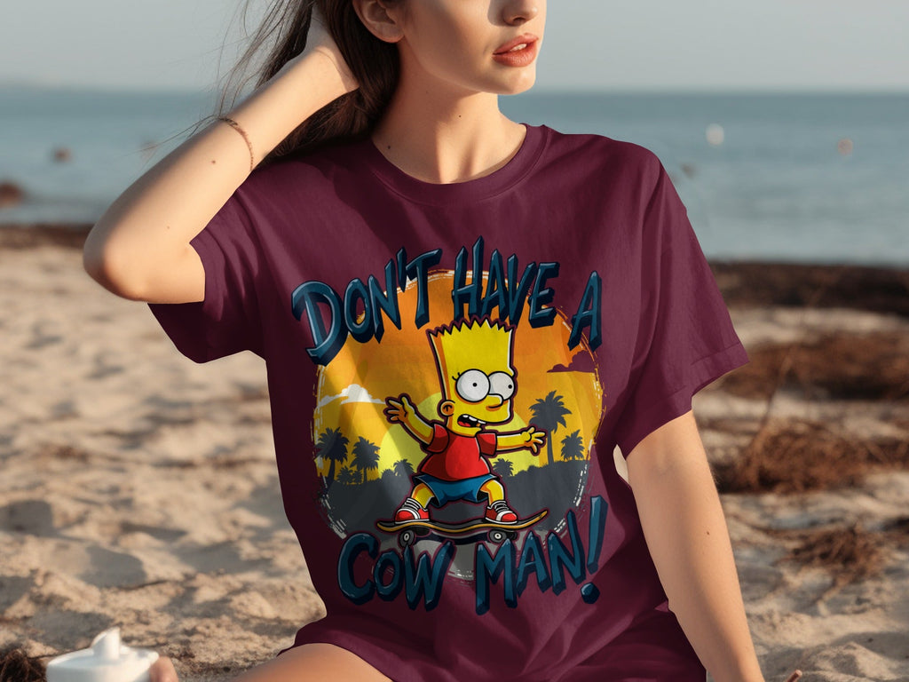 Bart Simpson Don't Have A Cow Man Skateboarding T-Shirts product image 11