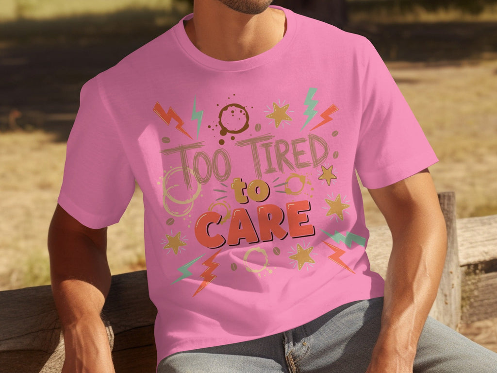 Too Tired to Care Coffee Spills and Stars Design T-Shirts product image 17