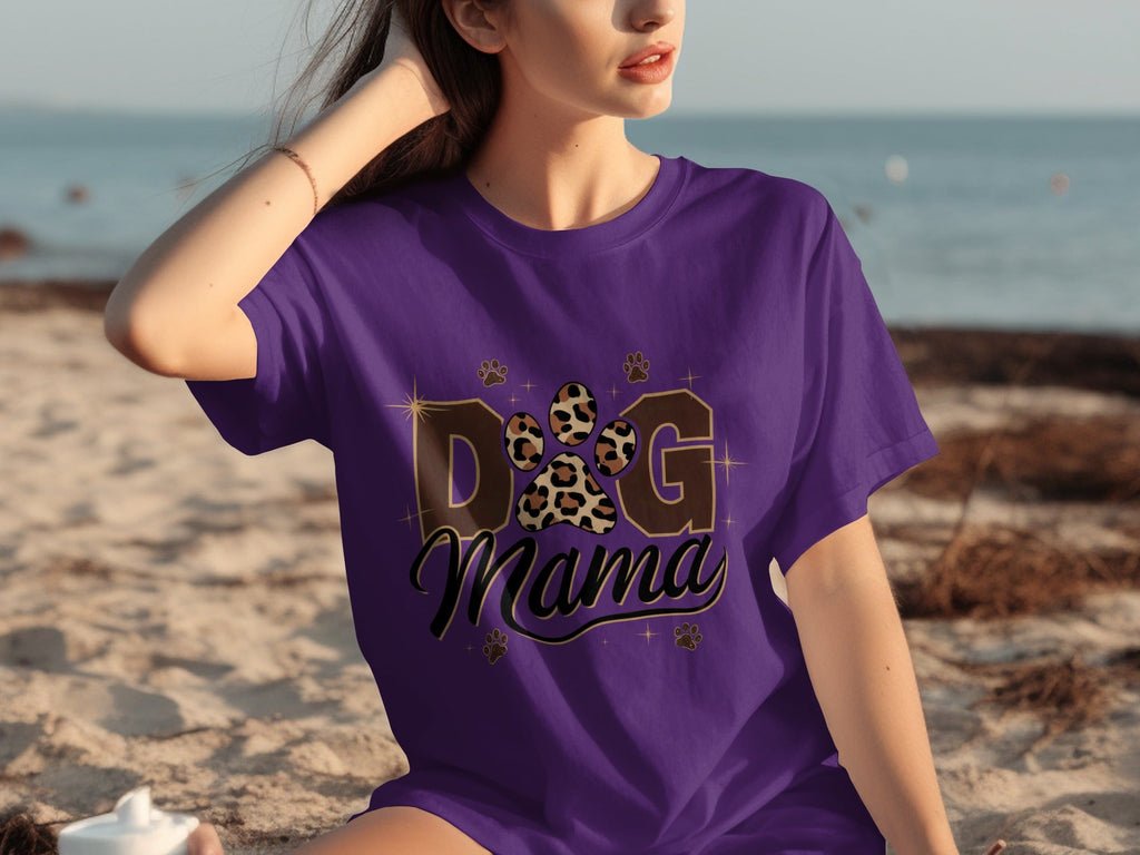 Cute Leopard Paw Print Dog Mama Graphic Design T-Shirts