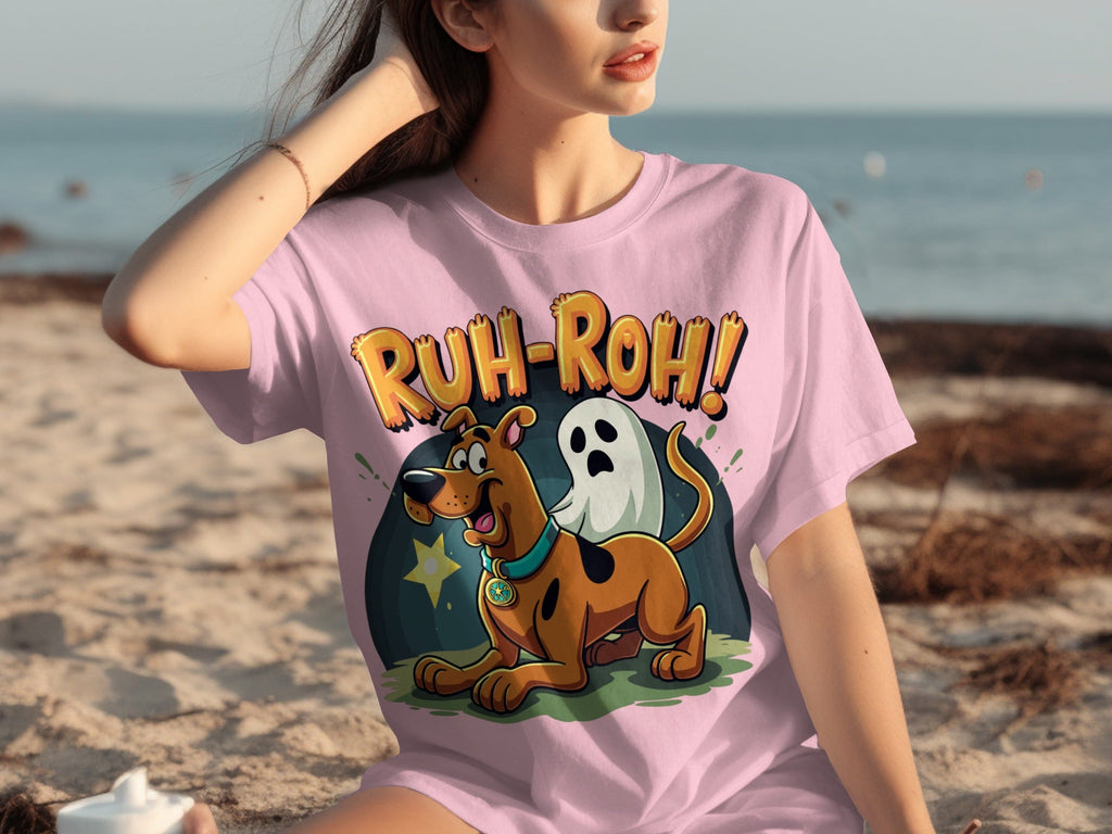 Ruh Roh Scooby Doo With Ghost Cartoon Style Design T-Shirts