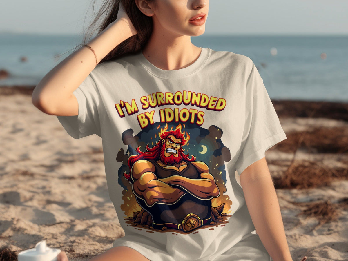 Surrounded By Idiots Cartoon Angry Zeus Design T-Shirts product image 7