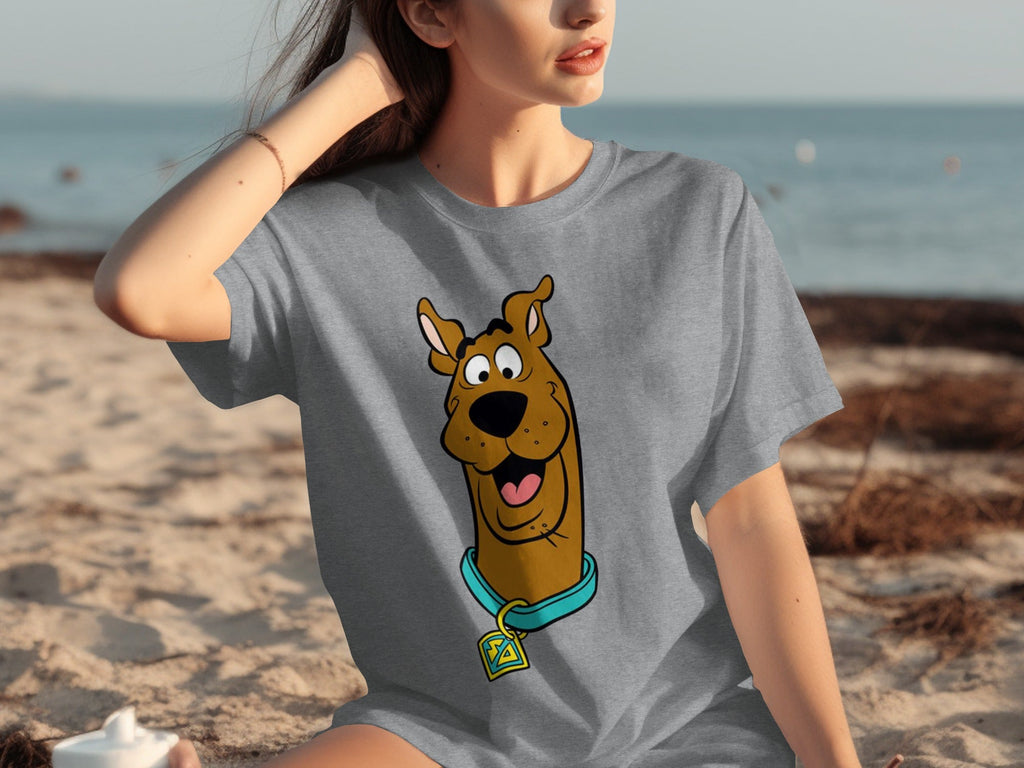 Scooby Doo Headshot Featuring His Tag Cartoon T-Shirts
