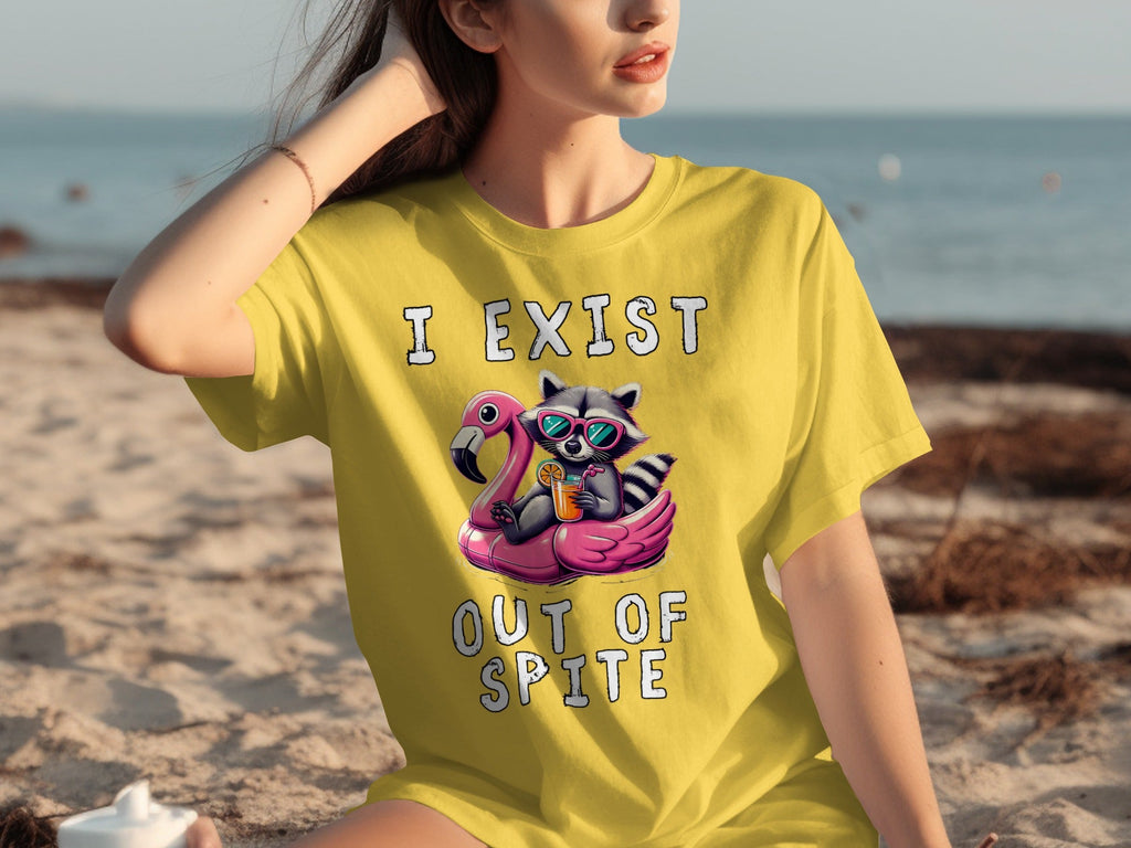 Funny Raccoon Flamingo Float I Exist Out Of Spite T-Shirts