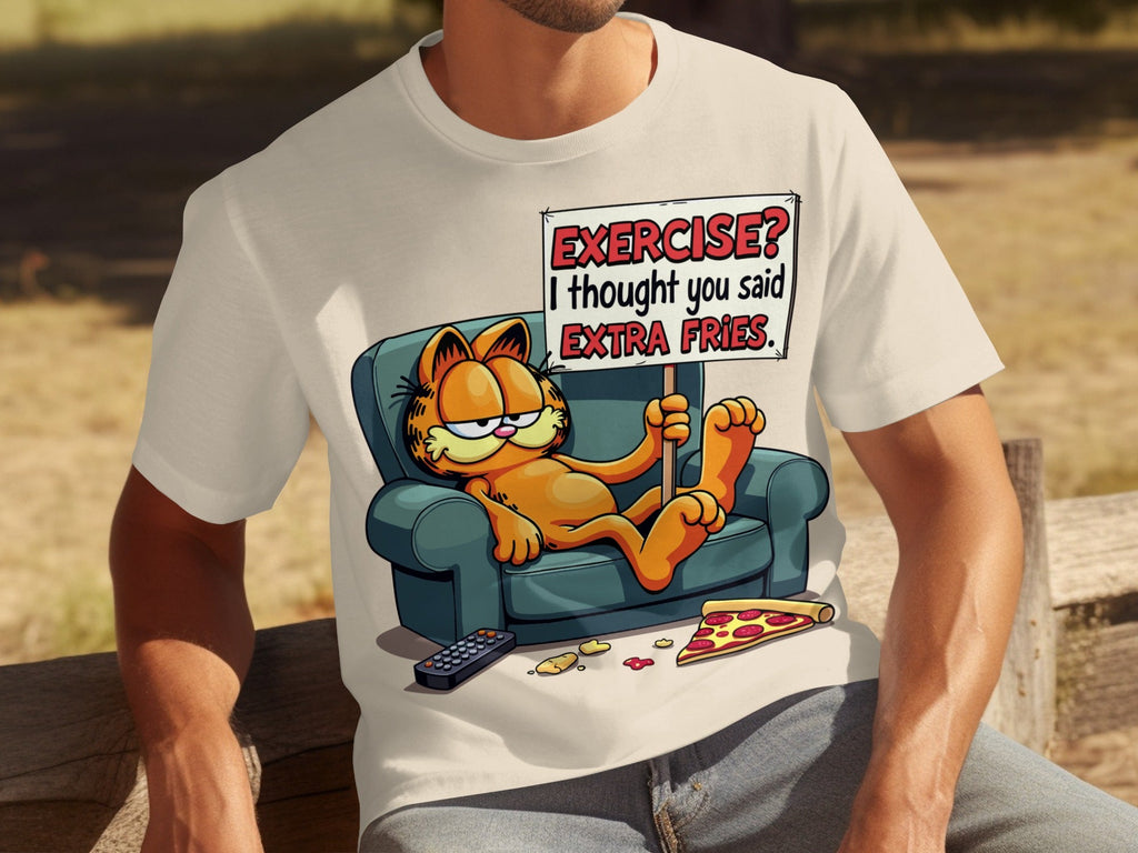 Garfield I Thought You Said Extra Fries Funny Cartoon T-Shirts
