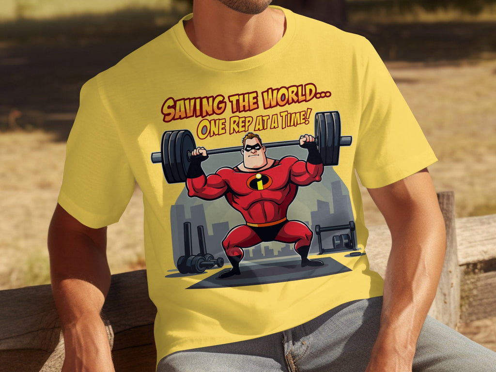 Saving the World One Rep at a Time Heroic Gym T-Shirts