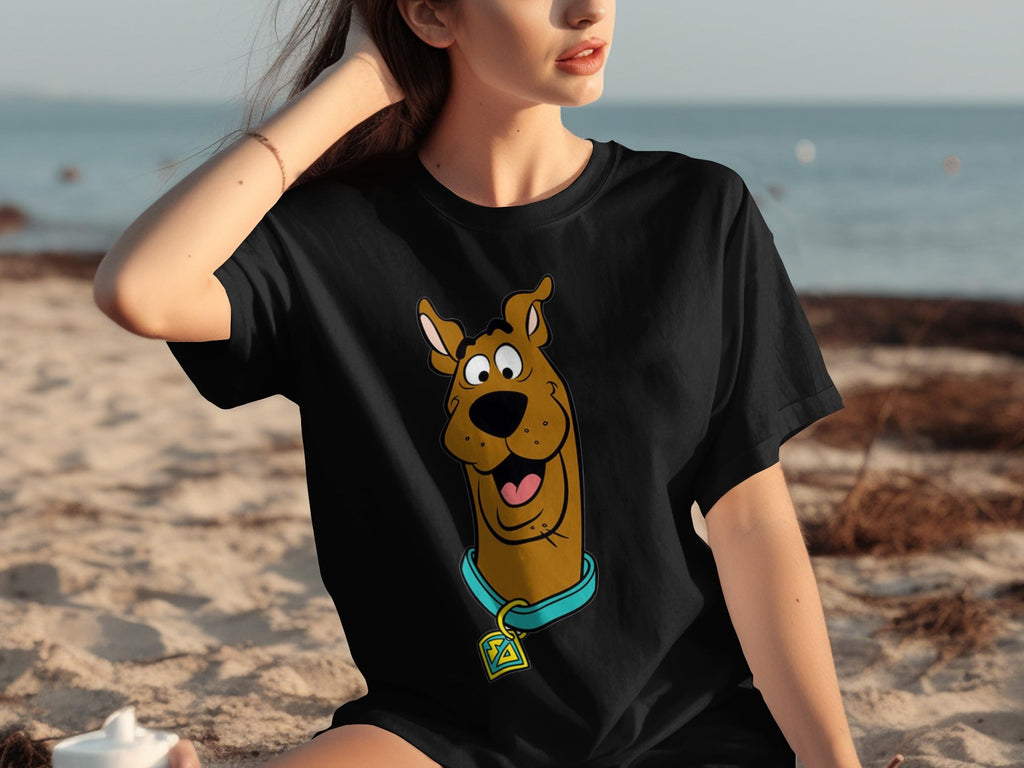 Scooby Doo Headshot Featuring His Tag Cartoon T-Shirts