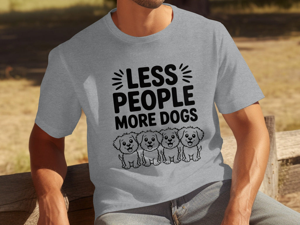 Less People More Dogs with Cute Dog Pets Art T-Shirts