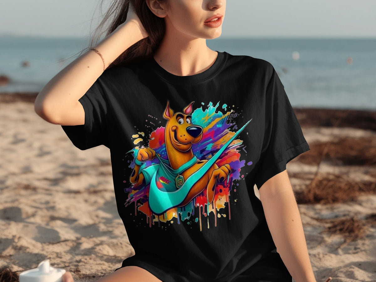 Scooby Doo With Nike Logo Trendy Colorful Splash T-Shirts