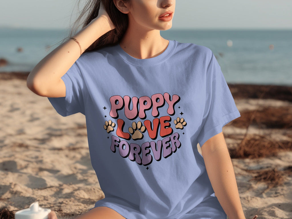 Puppy Love Forever Retro Style Graphic Design T-Shirts