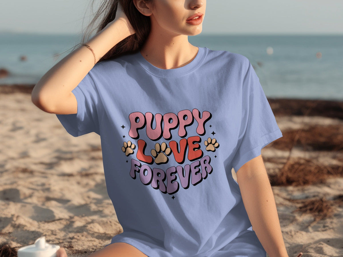 Puppy Love Forever Retro Style Graphic Design T-Shirts