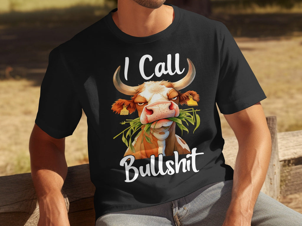 I Call Bullshit Cow with Grass Mouth Funny Farm T-Shirts
