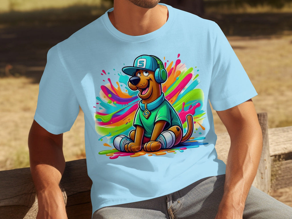 Scooby Doo with Headphones and Cap Colorful Art T-Shirts
