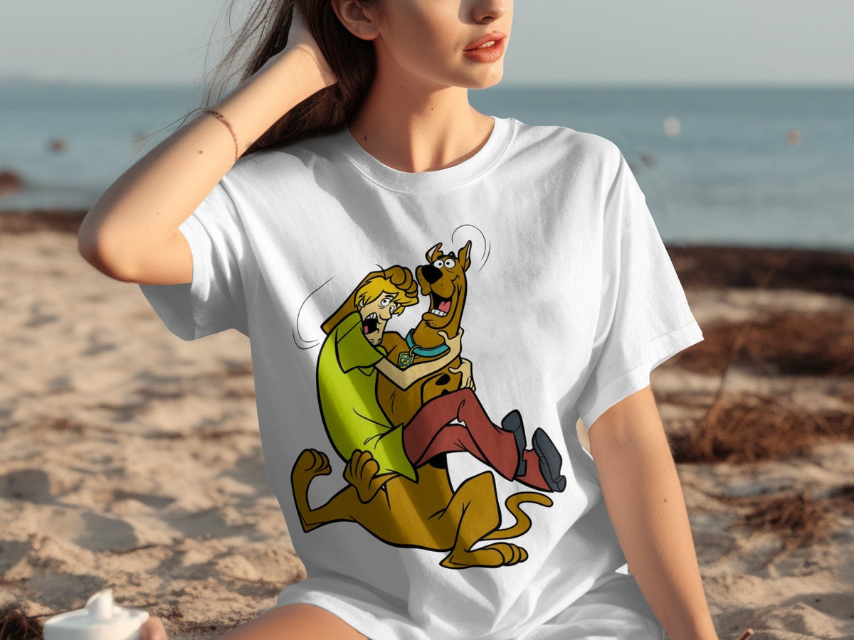 Shaggy Riding Scooby Doo Scared Cartoon Character T-Shirts
