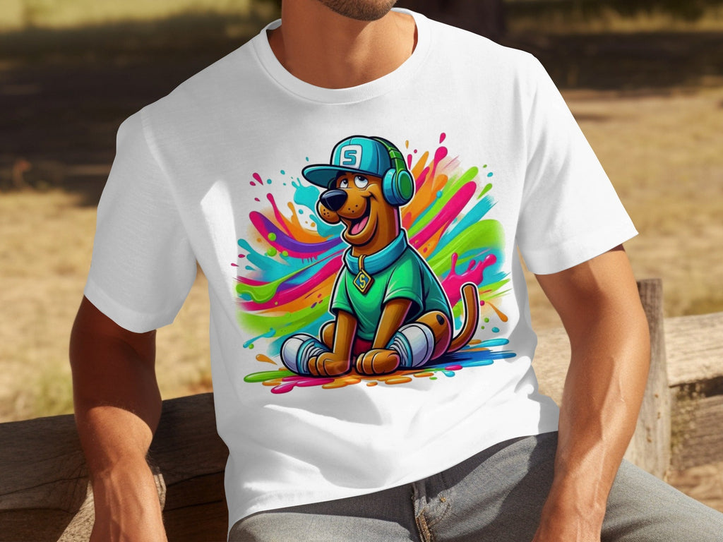 Scooby Doo with Headphones and Cap Colorful Art T-Shirts