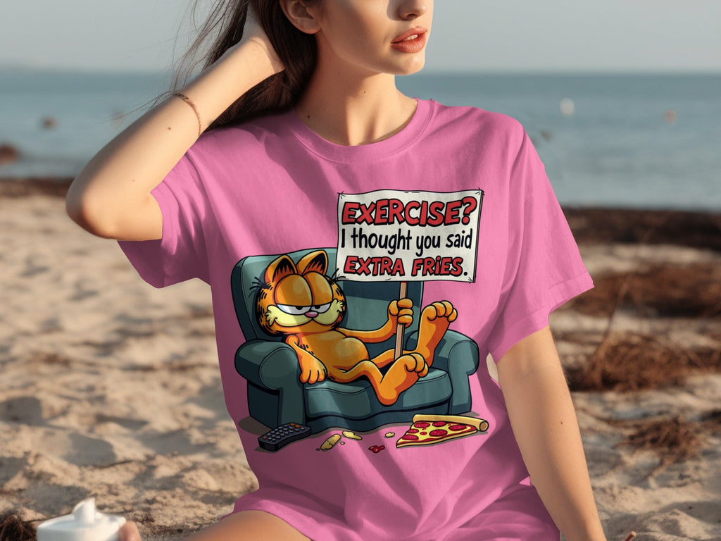 Garfield I Thought You Said Extra Fries Funny Cartoon T-Shirts
