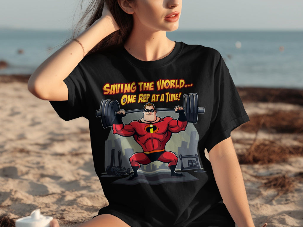 Saving the World One Rep at a Time Heroic Gym T-Shirts