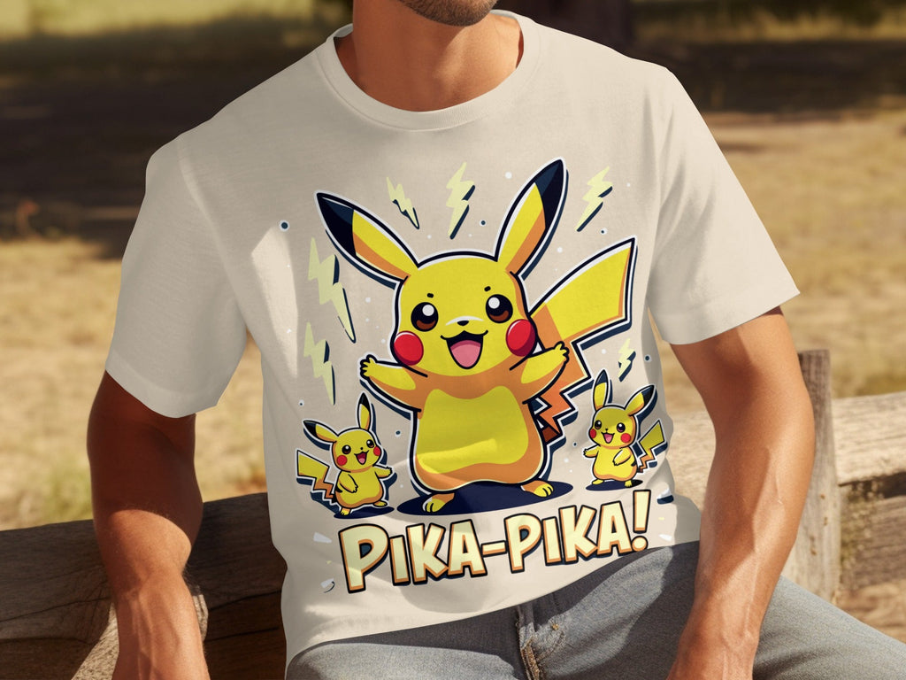 Pika Pika Pikachu With Electrical Arcs Design T-Shirts