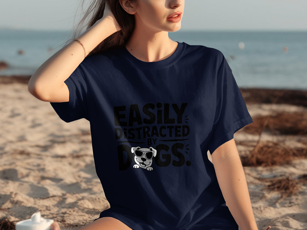Easily Distracted By Dogs Cute Puppy Illustration T-Shirts product image 9