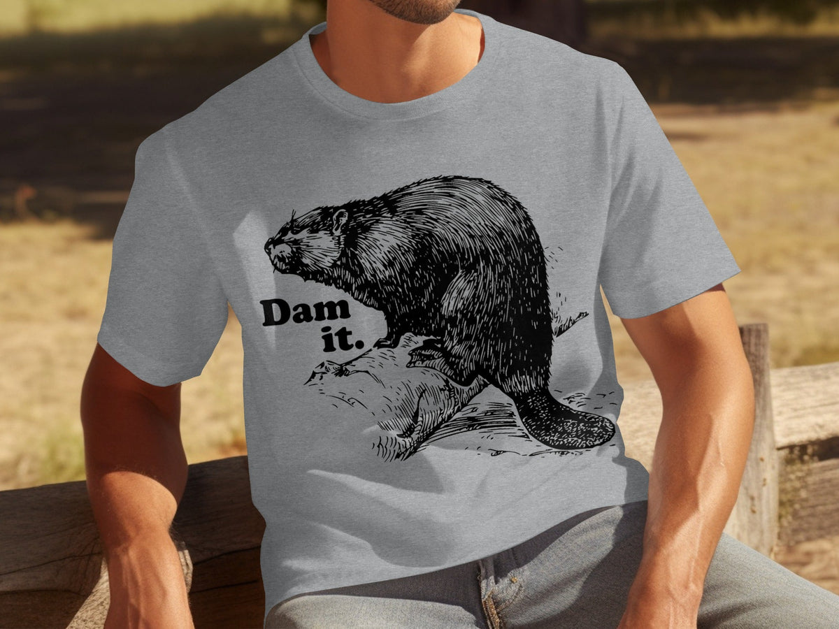Beaver with Dam it Text Funny Graphic Print T-Shirts product image 15