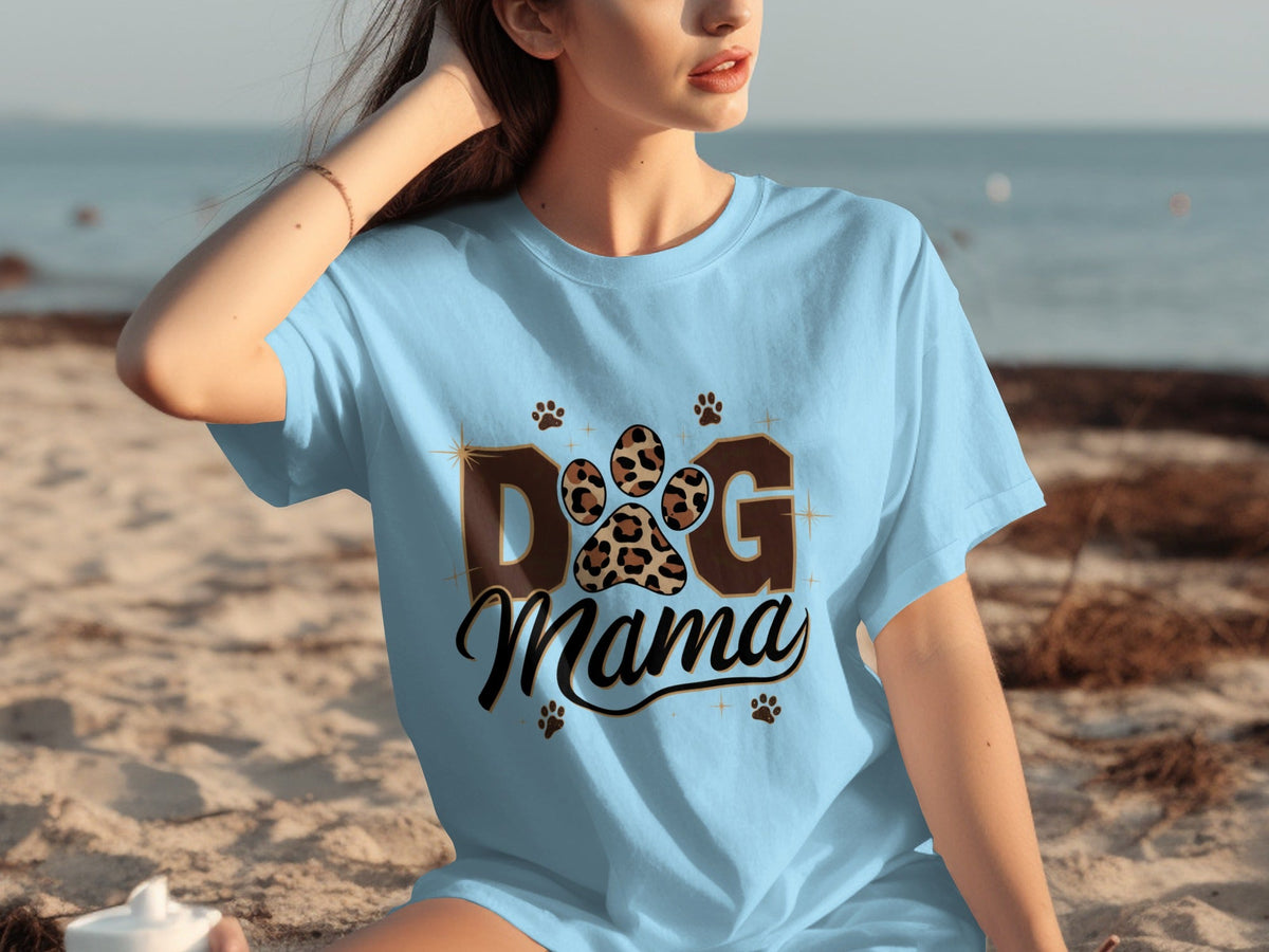 Cute Leopard Paw Print Dog Mama Graphic Design T-Shirts