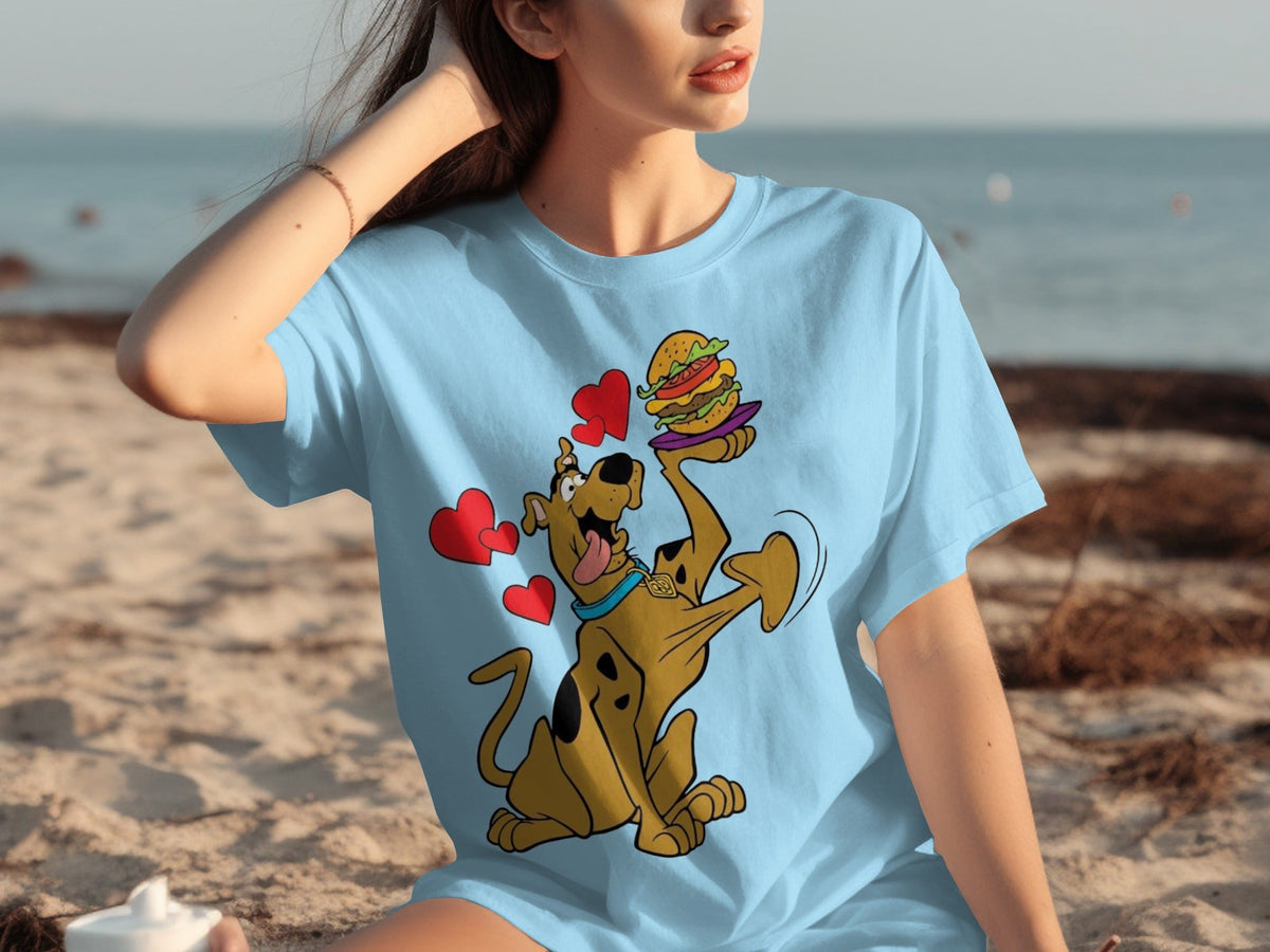 Scooby Doo Craves a Burger with Hearts Around Him T-Shirts