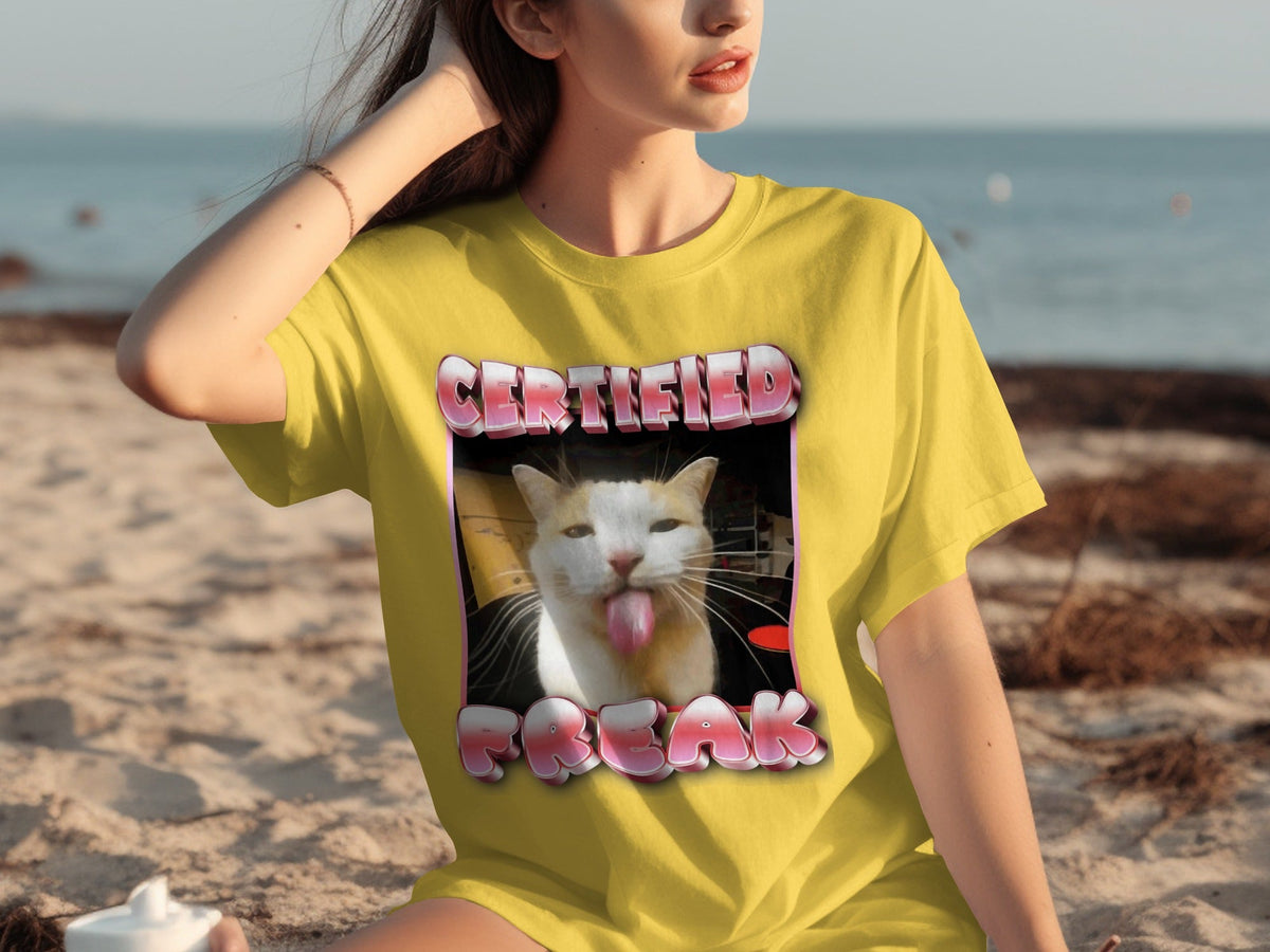 Certified Freak Hilarious Cat With Tongue Out T-Shirts