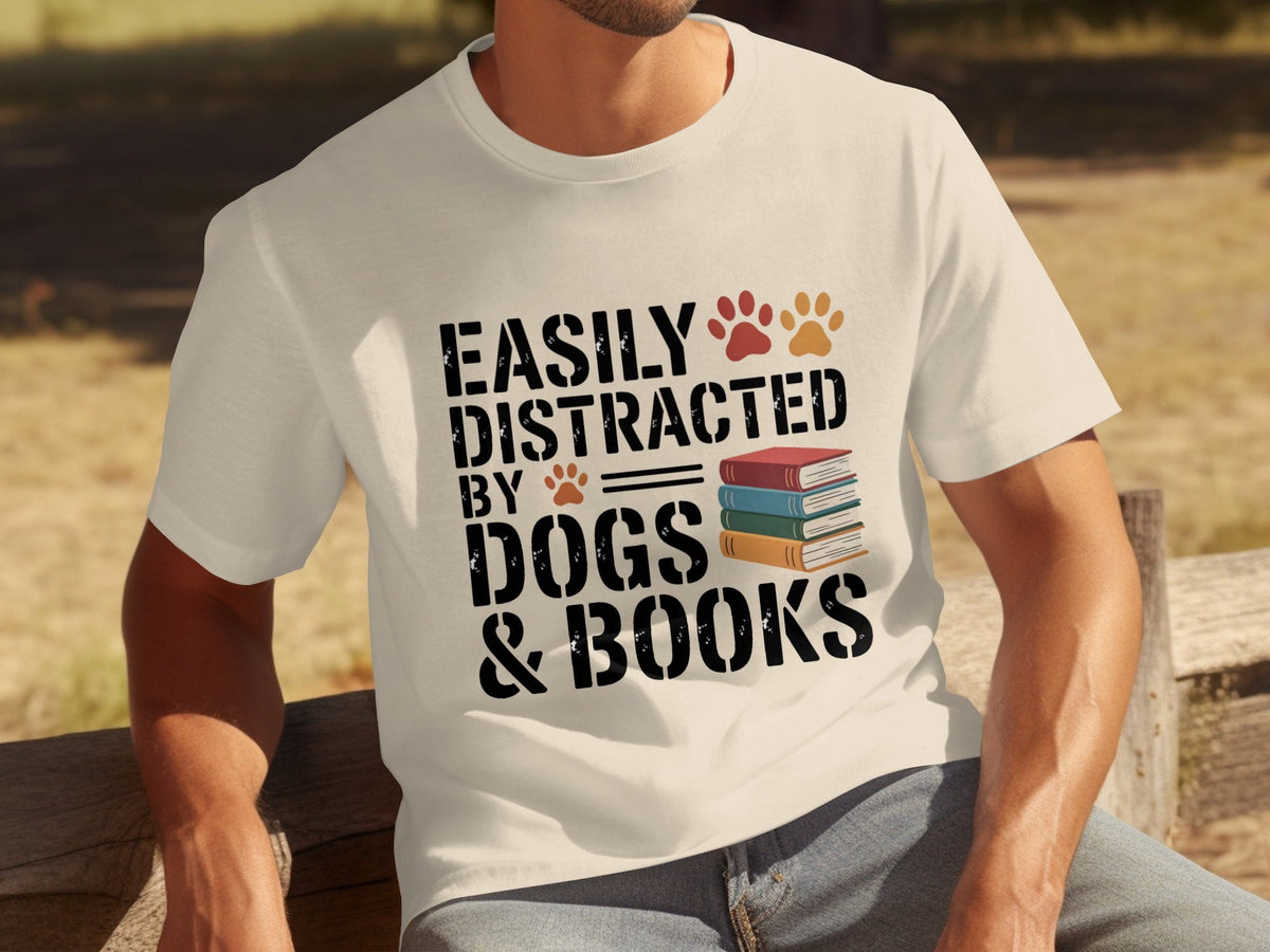 Easily Distracted by Dogs & Books Design Cool T-Shirts product image 22