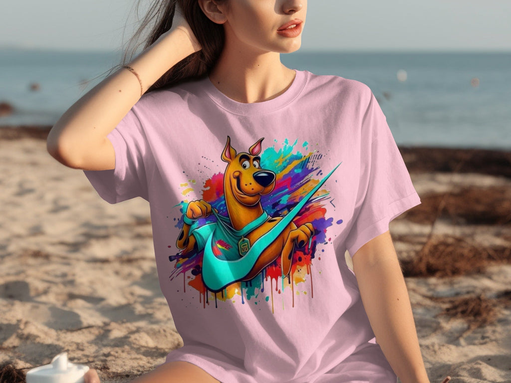 Scooby Doo With Nike Logo Trendy Colorful Splash T-Shirts