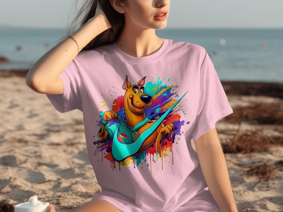 Scooby Doo With Nike Logo Trendy Colorful Splash T-Shirts